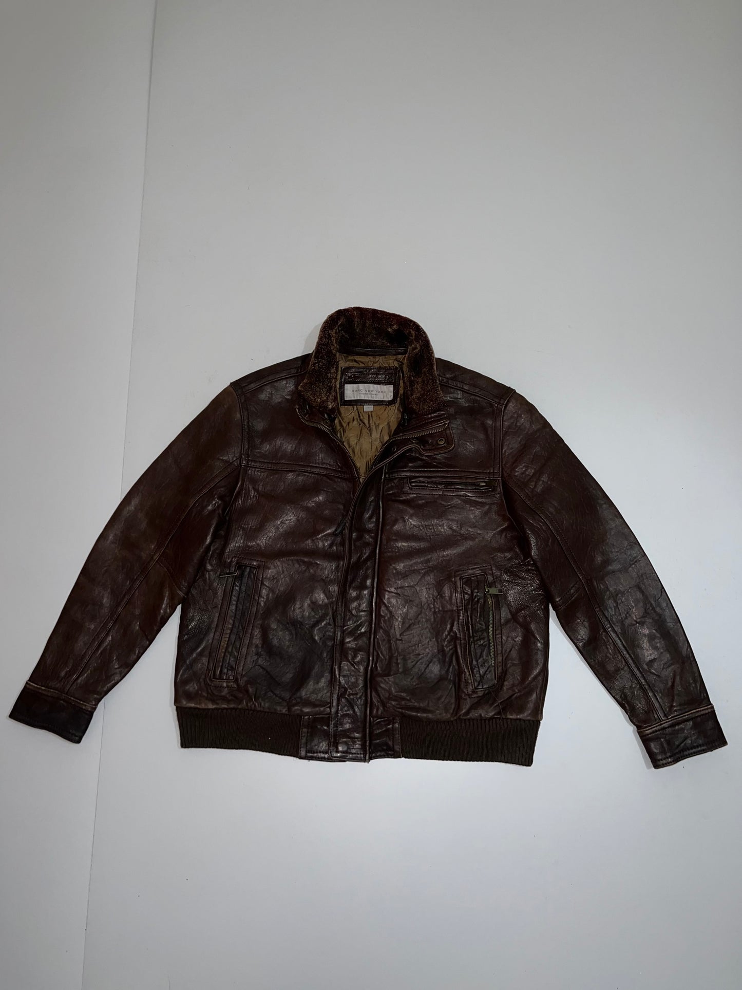 ZSuper Premium Marc New York Original Leather Jacket Heavy brown vintage (L)