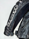 Alpinestars Black Leather Motorcycle Racing Jacket PADDED Shoulder Sliders (S)