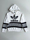 Adidas Originals White Colorblock Striped Big Trefoil Hoodie – (XL)