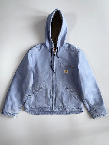 Vintage Carhartt Washed Blue Sherpa Lined Hooded Active Jacket (Fur Inside)(M)