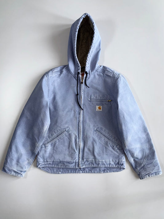 Vintage Carhartt Washed Blue Sherpa Lined Hooded Active Jacket (Fur Inside)(M)
