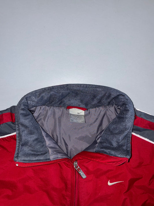Nike Sherpa Collar Reflective Windbreaker Jacket Red/Grey (M)