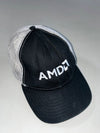AMD Tech Embroidered Logo Black & White Mesh Trucker Cap (Adjustable)