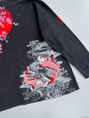 Japanese Koi Fish Sakura Red Sun Fully Embroidered Tshirt (2XL)