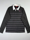 Puma Striped Long Sleeve Rugby Polo — Black/Pink, White Collar (L)