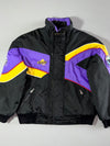 Vintage Y2K Choko Bear Puffer Jacket – Black/Purple/Yellow, Sherpa Collar (XL/2XL)