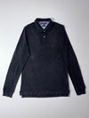 Tommy Hilfiger Charcoal Grey Long Sleeve Polo Shirt – Slim Fit, (M)