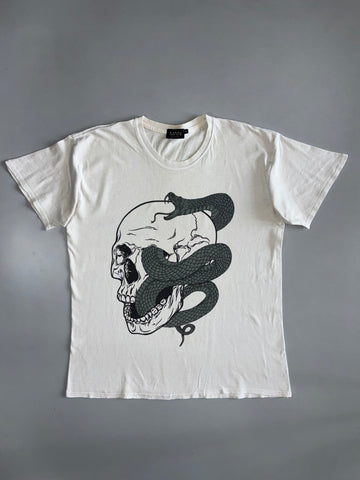 BoohooMAN | Skull & Snake Tattoo Graphic Tee | Off-White (XL)