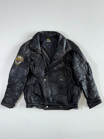 Gold Wing Motor Club Belgium Vintage Leather Biker Jacket (L)
