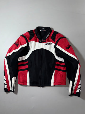 Vintage A-Pro Red Black Diablo Motorcycle Racing Jacket PADDED (M)