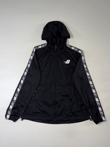 New Balance Logo Tape Black Hooded Track Jacket Women’s (L)