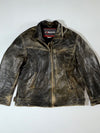 Vintage Bikers Leather Jacket Motorcycle Jacket | Heavyweight Moto Jacket (2XL)