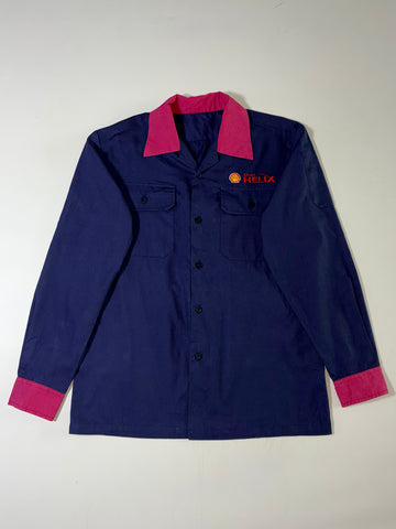 Shell Helix Navy Pink Mechanic Work Shirt (S)