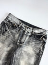 Big Train Japan — Acid Washed Skull & Flame Embroidery Denim Jeans (W:36|L:43)