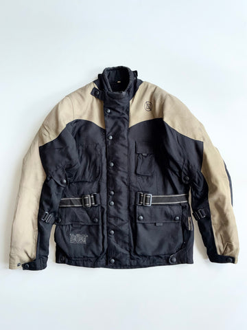 Vintage Xplorer Teflon Motorcycle Riding Jacket – Black & Beige (XL)
