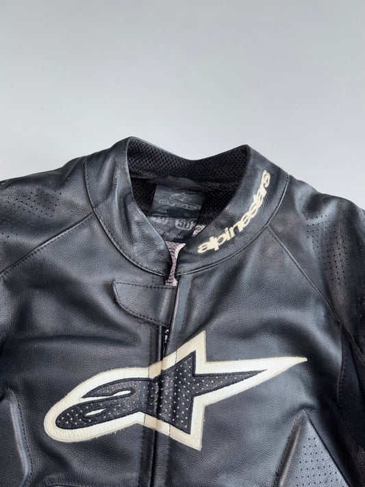 Alpinestars Perforated Star Logo Racing Leather Jacket Hump On Back (Paded)(S)