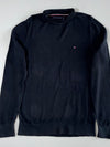 Tommy Hilfiger Black Mock Neck Knit Sweater – Flag Logo – (S)
