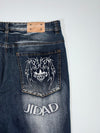 Y2K Dark Wash Embroidered Denim Jeans (W:38|L:38)