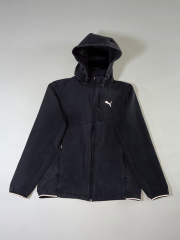 Puma Black Hooded Performance Windbreaker Jacket (Detachable Cap (M)
