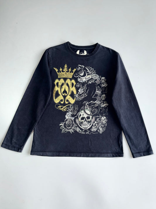Vintage Big Train Graphic Printed Full Sleeves T-Shirt (M/L)