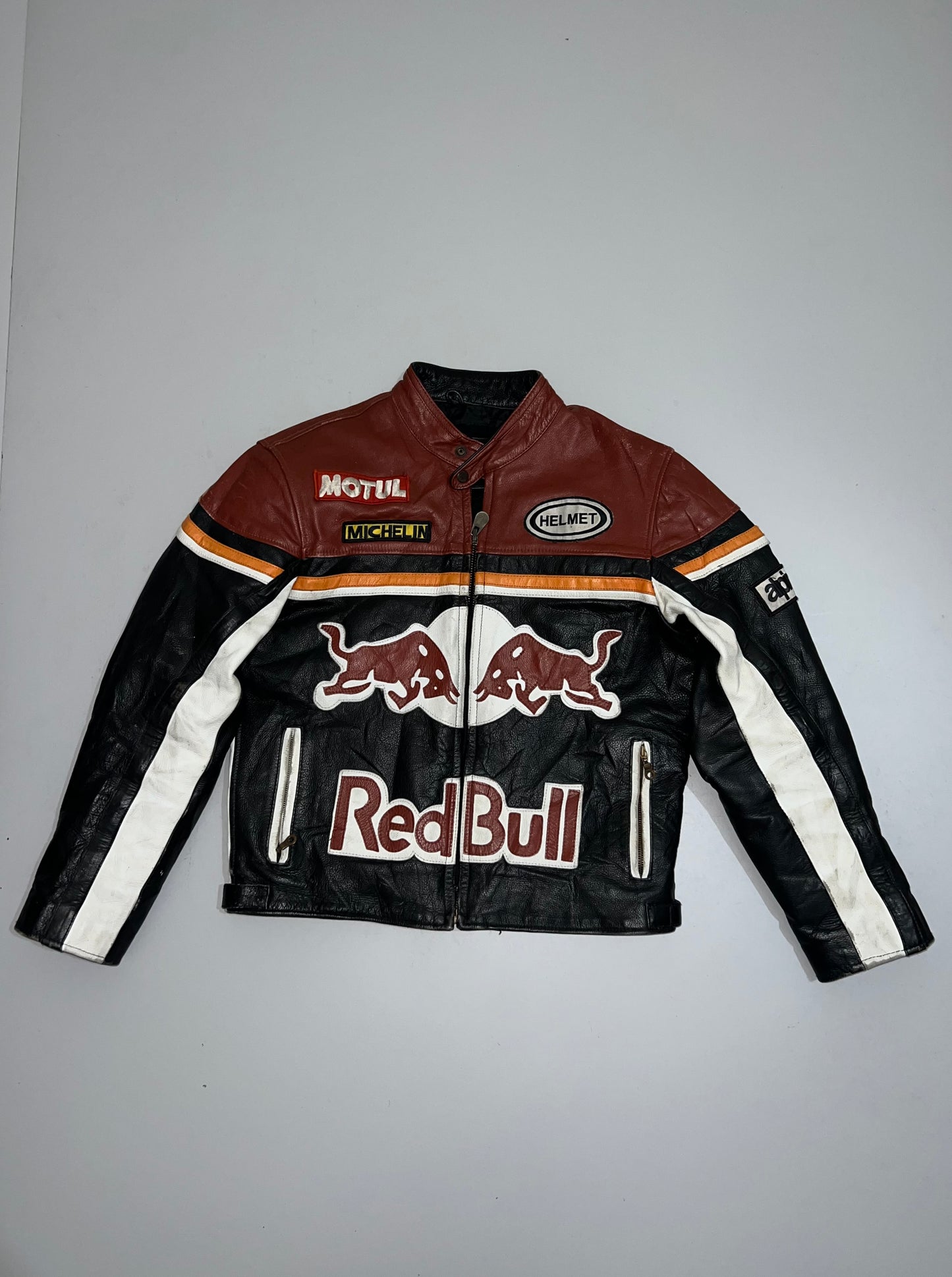 ZVintage Red Bull Genuine Leather Racing Jacket Streetwear (SUPER RARE) (M)