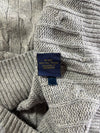 Polo Ralph Lauren Grey Cable Knit Quarter Zip Sweater – Leather Pull (XL)