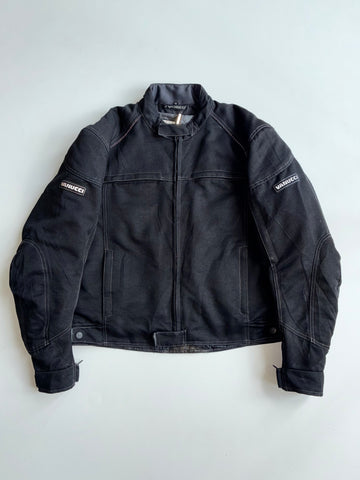 Vanucci Black Textile Motorcycle Riding Jacket – Quilted Liner (XL)