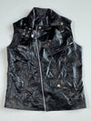 Vintage Black Faux Leather Asymmetric Zip Biker Vest Women’s(M)