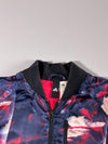 Adidas | Navy Red Abstract Print Satin Bomber Jacket | (S)