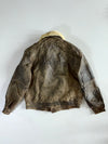 Distressed Brown Leather Shearling Aviator Flight Jacket (S/M)