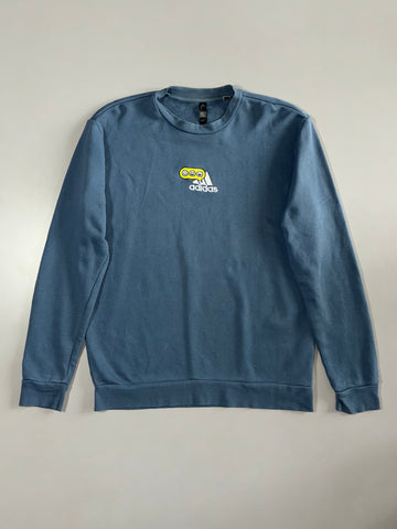 Adidas | Blue Smiley Logo Crewneck Sweatshirt | (M/L)