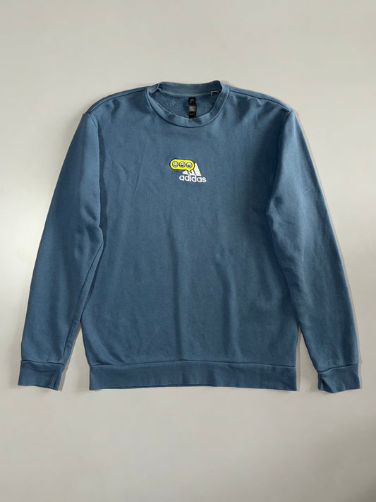 Adidas | Blue Smiley Logo Crewneck Sweatshirt | (M/L)