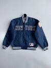 New York Yankees Satin Bomber Jacket | Navy MLB Starter-Style | Felco by Starter (M/L)