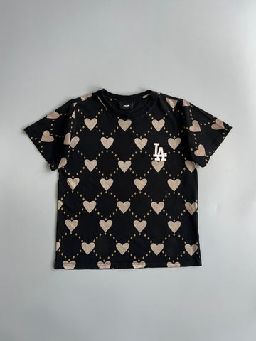 MLB Korea | LA Dodgers All-Over Heart Print T- shirt (S)