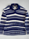Tommy Hilfiger Blue & White Striped Long Sleeve Knit Polo with Hilfiger Logo, Size(XL)