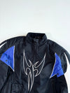 Black Blue Tribal Motorcycle Riding Jacket Padded (2XL/3XL)