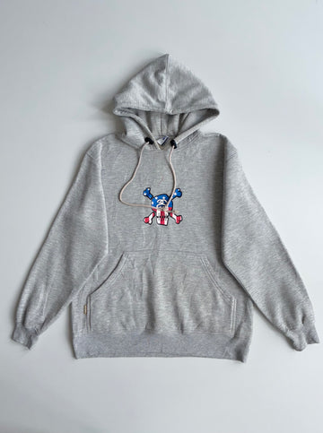 Vintage Stüssy Skull & Bones USA Flag Hoodie – Grey(M)