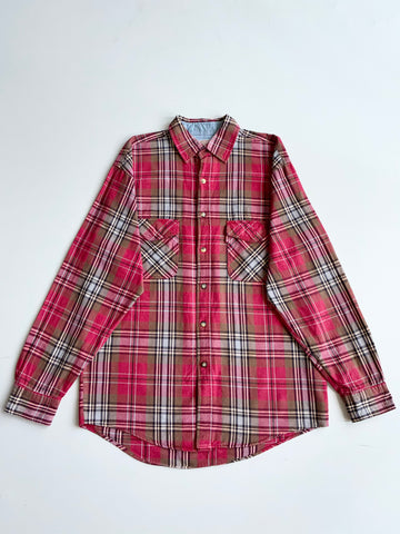 Vintage Big Train Western Plaid Flannel Shirt – Red (L)