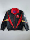 90s Vintage Pro Player San Francisco 49ers Genuine Leather Jacket Black Red NFL Embroidered  (XL/2Xl)