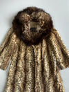 A&M Hurtig Furriers | Vintage Lynx-Print Real Fur Long Coat | Dark Fox Collar |{Rare} (M)