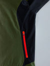 Fila Technical Hooded Outdoor Jacket | Olive Green Black Red Colorblock Military Crest (L)