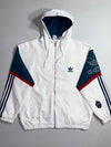 Adidas Originals | White Navy Trefoil Hooded Windbreaker (L)