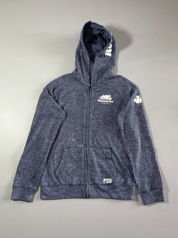 Roots Vancouver Canada Beaver Logo Zip Hoodie – Navy Marl (S)