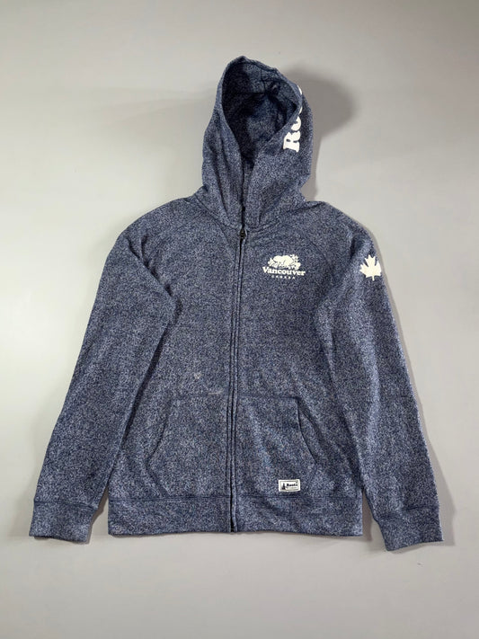 Roots Vancouver Canada Beaver Logo Zip Hoodie – Navy Marl (S)