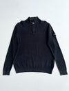 Stone Island Black Ribbed Quarter-Zip Knit Sweater (XL)