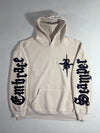 LAKING Cream Oversized Gothic Embroidered Streetwear Hoodie (3XL)