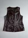 Danier Leather Button-Up Vest Dark Brown Womens leather, V-neck (M)
