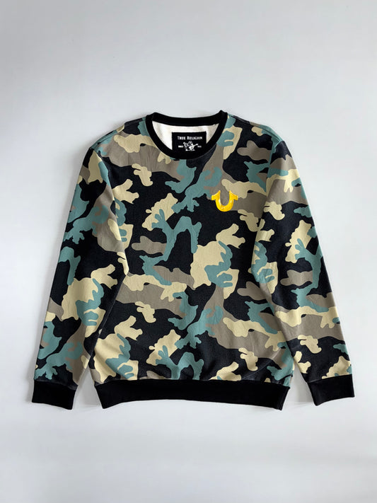 True Religion | All-Over Camo Crewneck Sweatshirt | Multi (M)