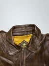 Vintage Shih Ghia Brown Leather Bomber Jacket with Detachable Fur Collar, Made in Spain (M/L)