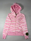 Vintage Devil Nut Pink Zebra Print Zip-Up Hoodie — (S)